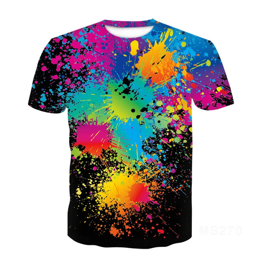 

Summer Short Sleeve Men's T-shirt Men Fashion Casual Breathable Tee Top 3d Printing Color Graffiti Graphic T Shirts Streetwear