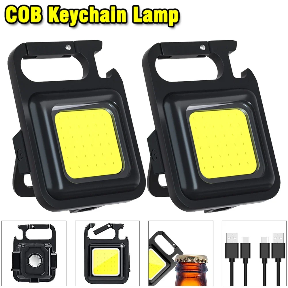 

Multi-functional COB LED Work Light Mini Flashlight Pocket Emergency Lights USB Rechargeable KeyChain Light Torch Warning Light