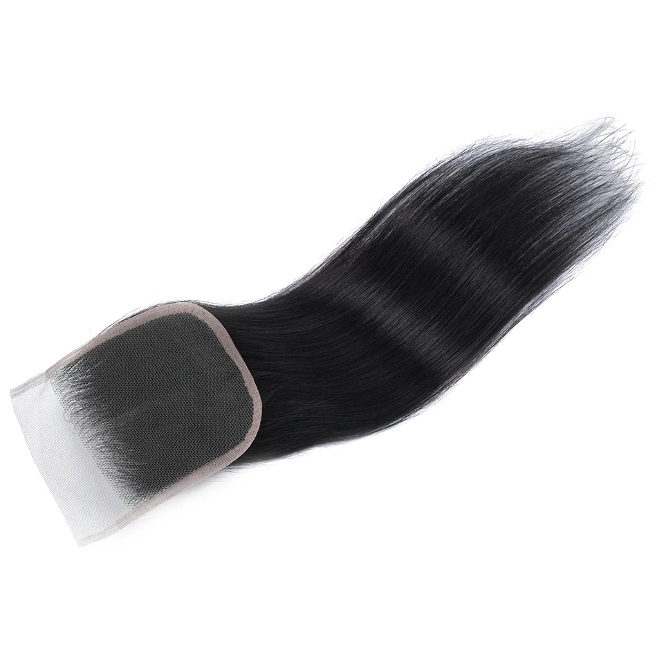 HairUGo Straight 4x4 Lace Closure Natural Hair Closure Brazilian Human Hair With Baby Remy Extensions Transparent