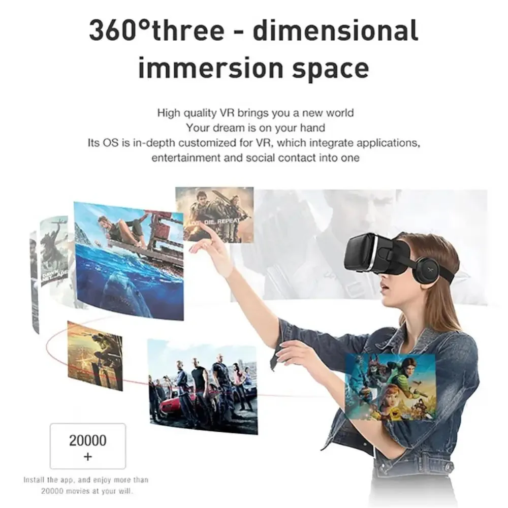 3D VR Glasses Full-screen Virtual Reality Glasses With A Large Headset Game Pad For 4.5 To 6 Inches Android IOS Smartphone