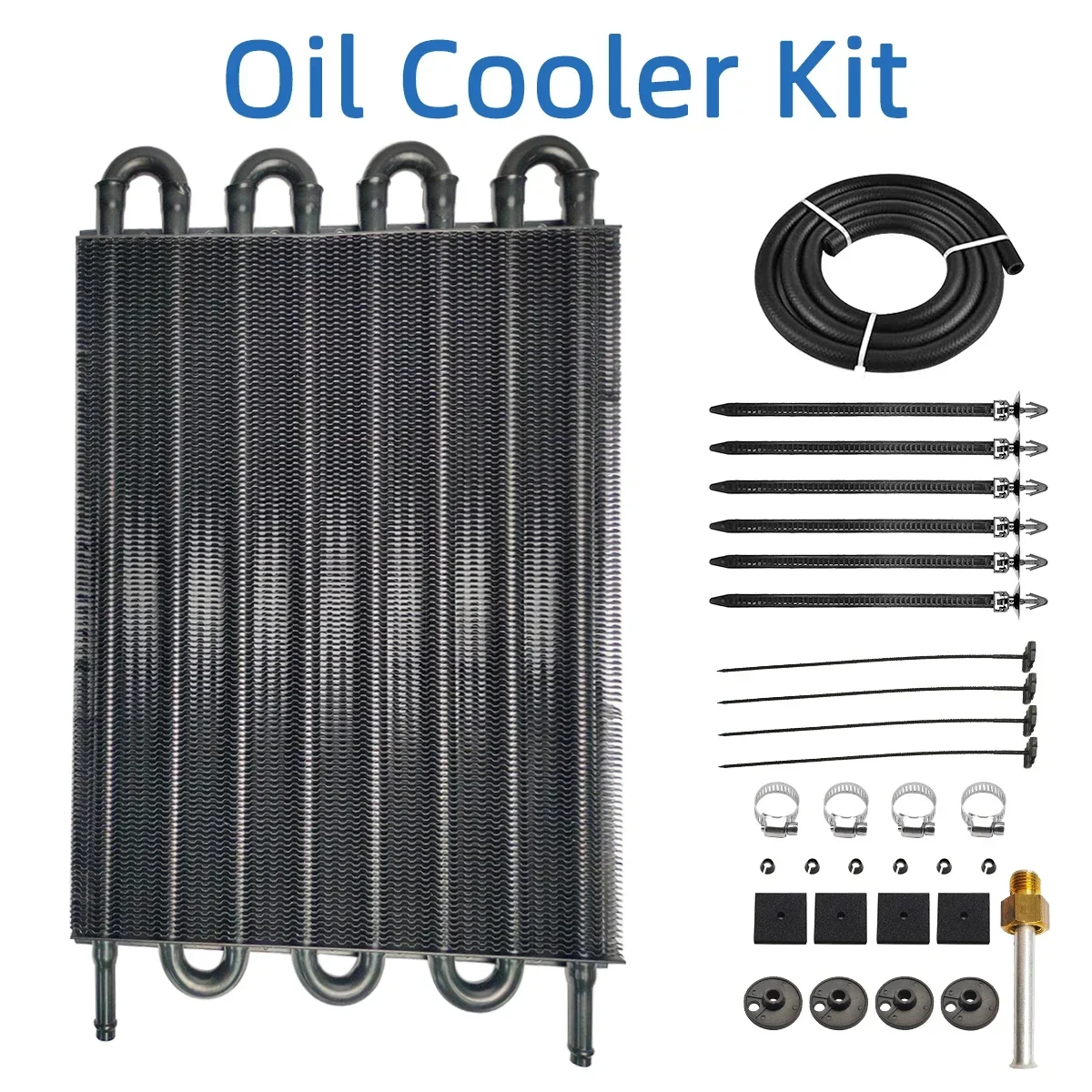 Aluminium Oliekoeler, Olie Radiator 4 Rijen Aluminium Oliekoeler Transmissie Stuurbekrachtiging Koeling Universele Accessoire OC1401