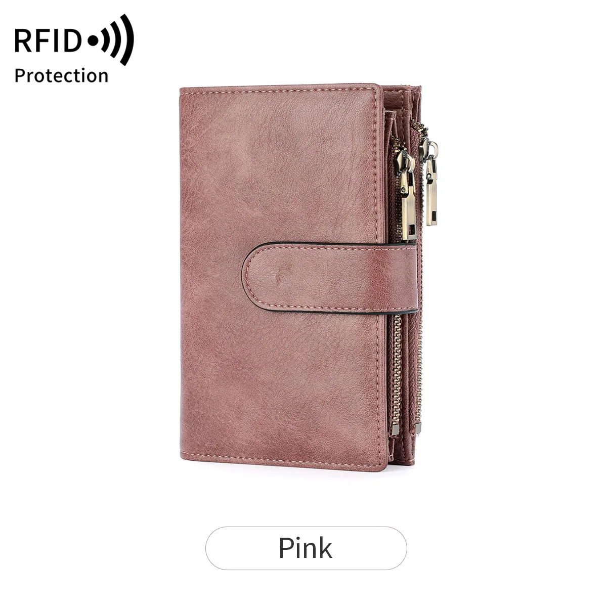 Vintage RFID Shielded Women's Trifold Wallet | Multi-functional Large Capacity Credit Card Holder with Zip Pockets & Snap Closure