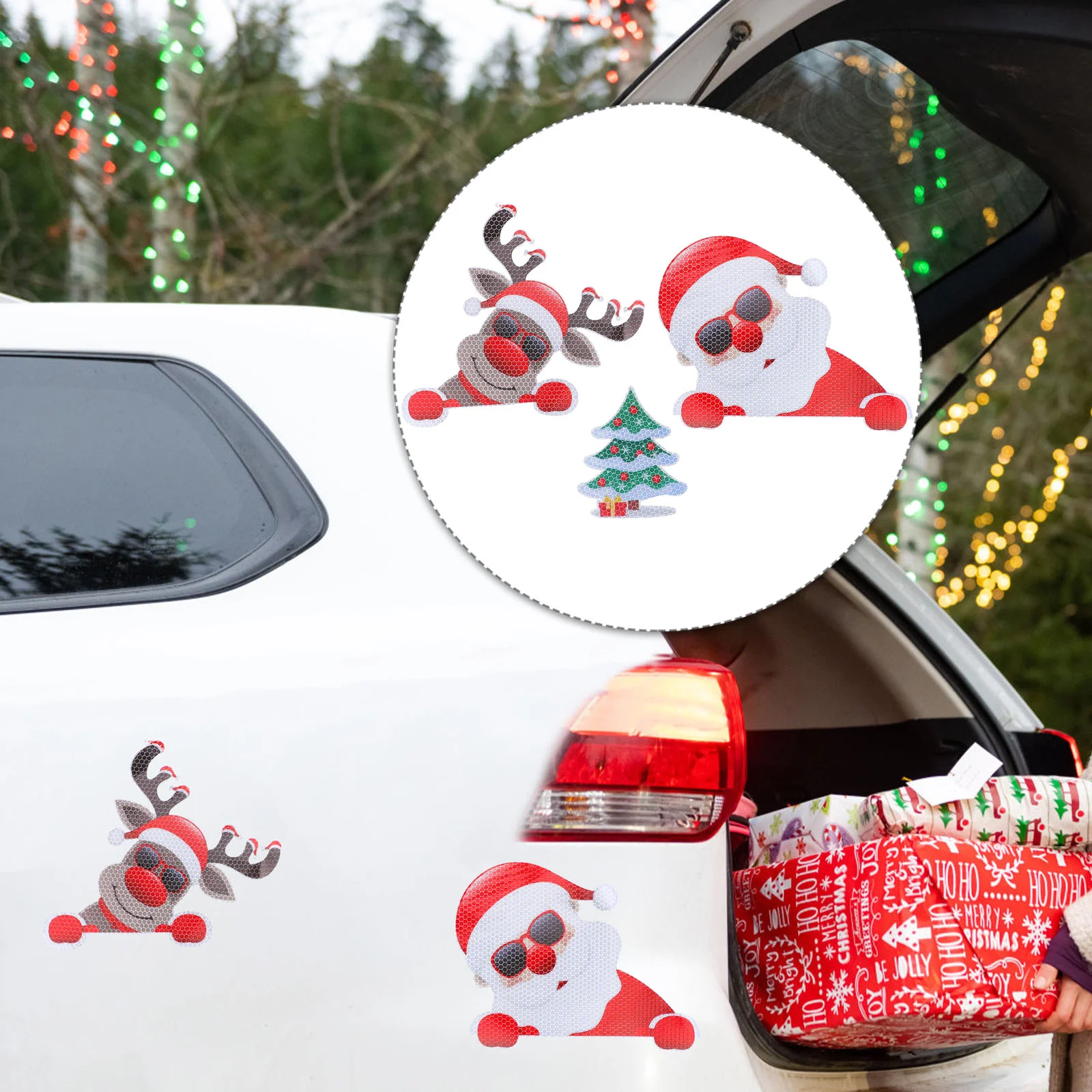 

3 Pcs Magnetic Reflective Stickers Refrigerator Magnets Christmas Decorative Car for Fridge Elk