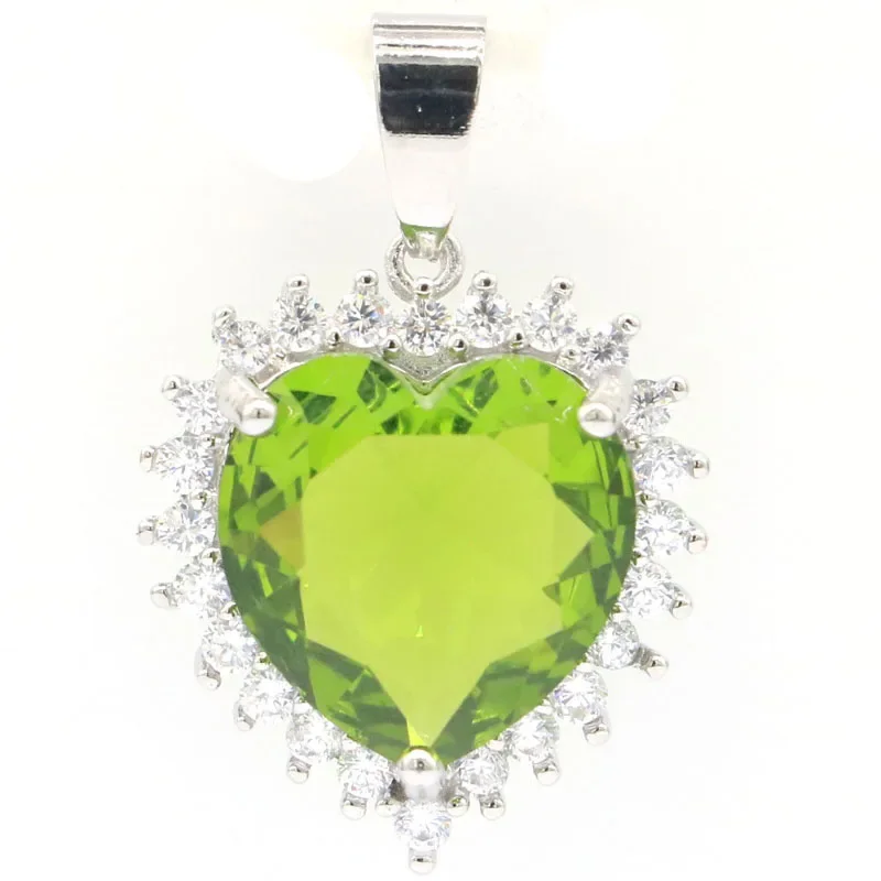6.5g Customized 925 SOLID STERLING SILVER  PENDANT Heart Shape Swiss Blue Tourmaline Morganite Violet Tanzanite Amethyst Peridot