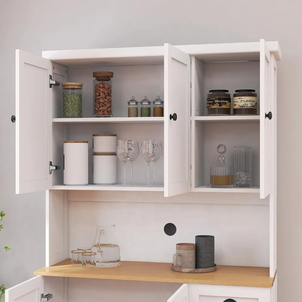 Kitchen Buffet Oven Countertop Storage Microwave Cabinet 71" 3 Doors Upstairs 3 Doors Downstairs 1 Drawer