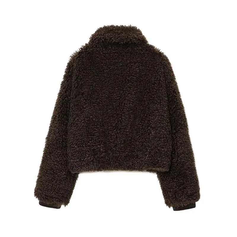 2025 Winter Fleece Short Coats For Women Chic Street Warm Fur Jacket Female Fashion Thicken Long Sleeve Zipper New Outerwear