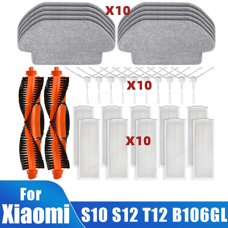 Vacuum Cleaner Parts For Xiaomi Robot Vacuum S10 S12 T12 B106GL/Mop 2S XMSTJQR2S /3C B106CN Spare Parts Main Side Brush Filter Mop Replacement Parts vacuum cleaner parts