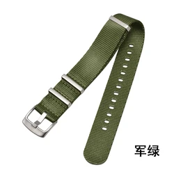 Deluxe Military - Style Nylon Strap with Triple Ring Buckle - 22mm (Army Green)