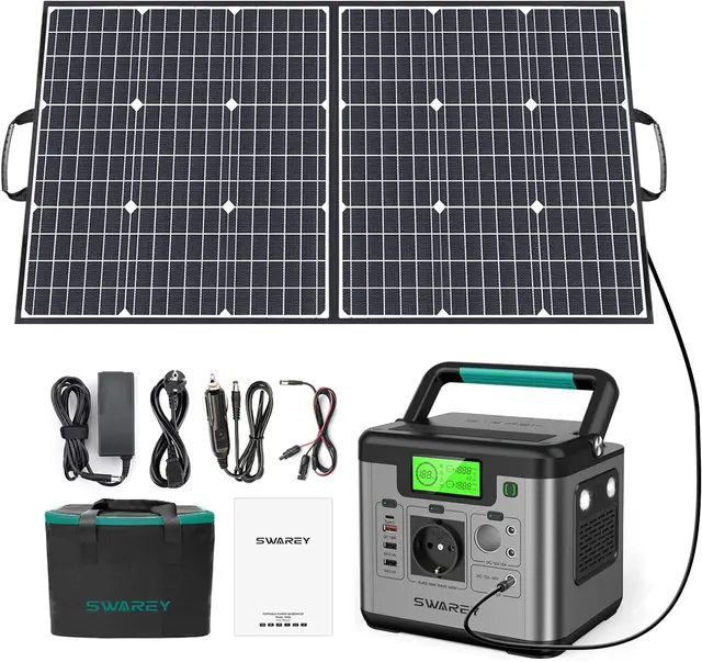 Kit SWAREY S500 Pro 518Wh + Panel Solar 100W — Generador Portátil, Onda Sinusoidal Pura 1