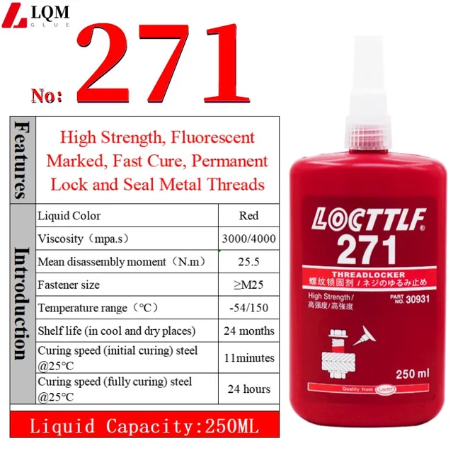 LOCTITE(ロックタイト) ねじゆるみ止め用嫌気性接着剤 271 250ml 30931 - 1