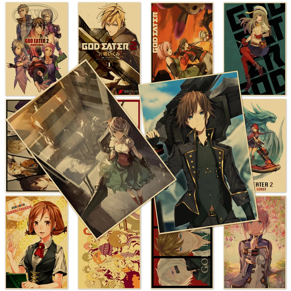 

Painting God Eater Posters and Print Classic Wall Art Anime Pictures Cuadros for Living Room Vintage Kraft Paper Home Decoration