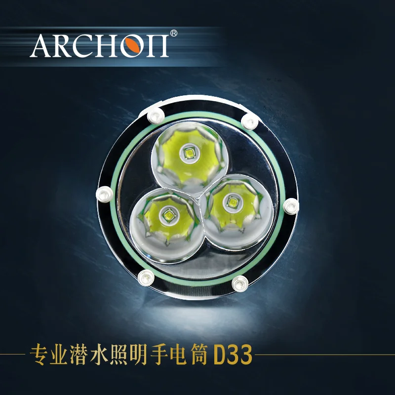 Archon D33 다이빙 손전등 강력한 라이트 핸드헬드 램프 3L2 3000 루멘 26650 야간 다이빙 집중 빔 복구 조명