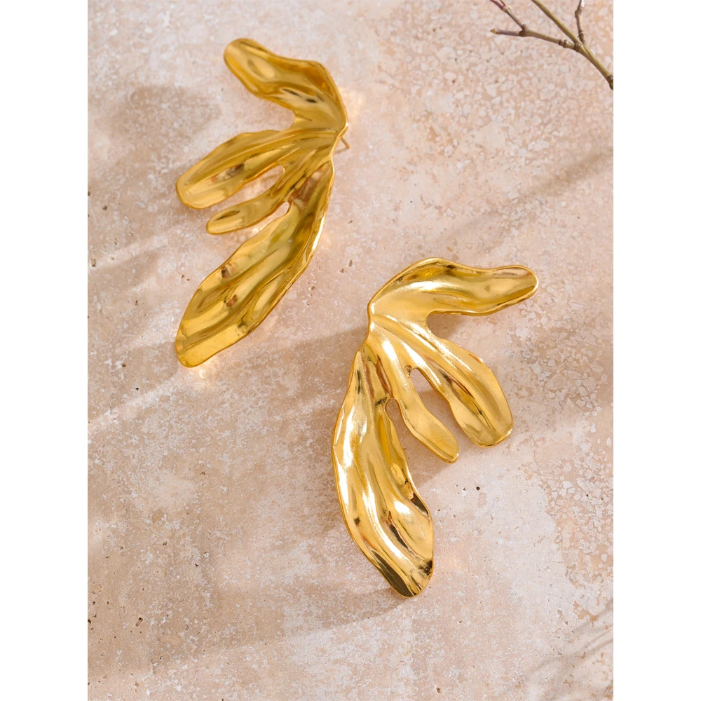 Yhpup Earrings Stainless Steel 18k Gold PVD Plated Prevents Allergy for Women