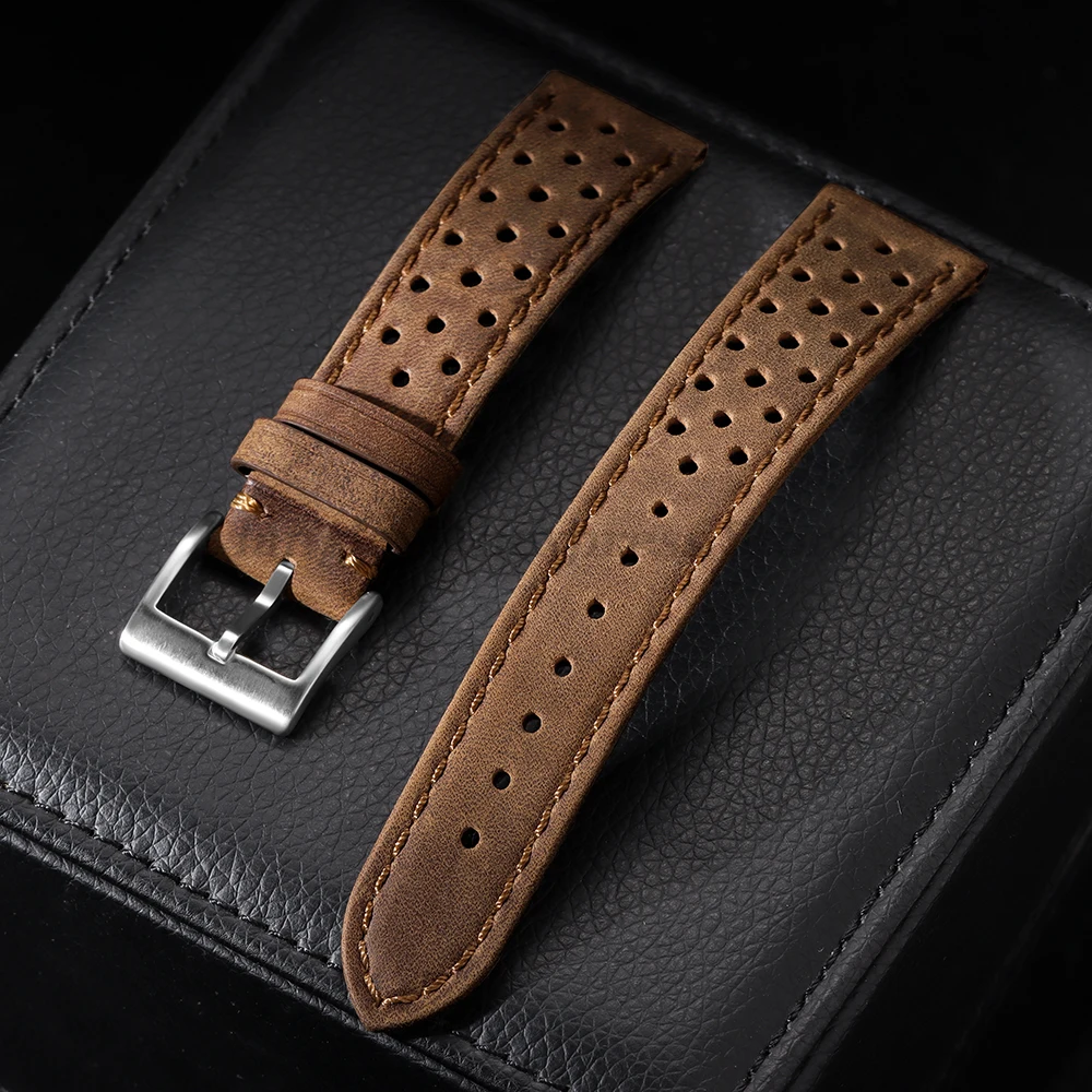 Genuine Cowhide Leather Retro Watch Strap - Elegant Sport Band, Multiple Sizes Available