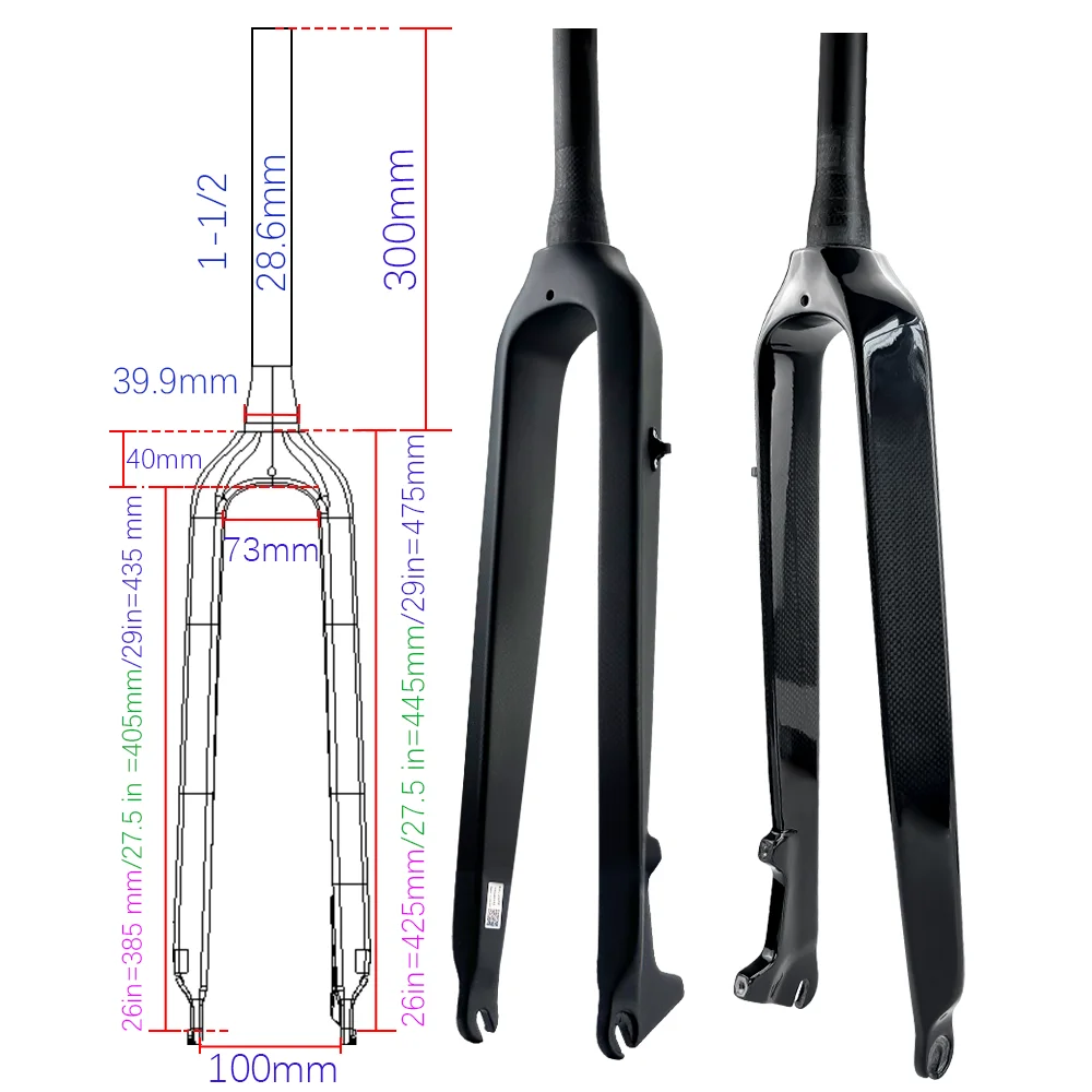 BALUGOE Straight Tapered Disc Brake Fork 26er 27.5er 29er 28.6mm