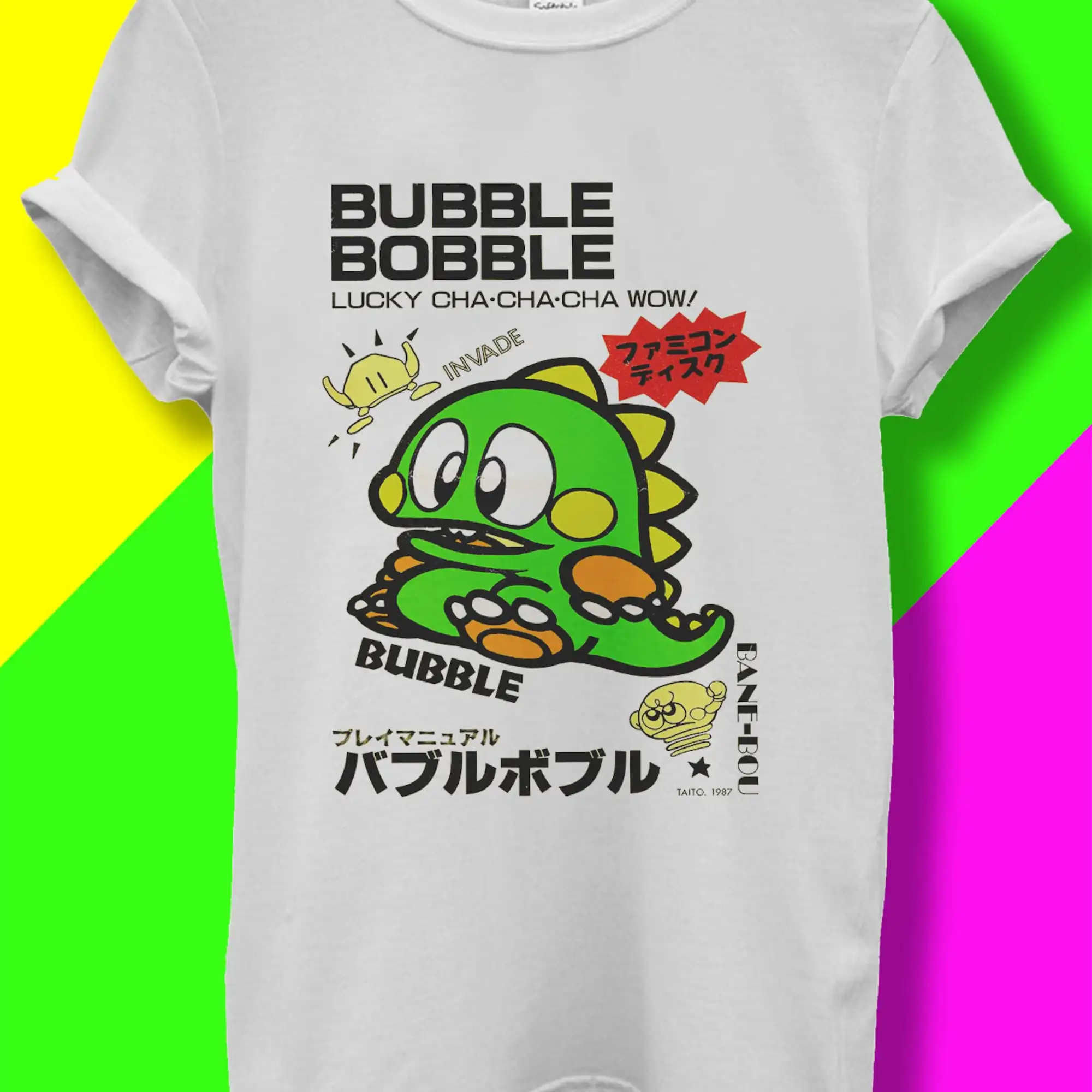 Bubble Bobble Famicom Japanese Poster T Shirt Baggy Boyfriend Baseball 2916