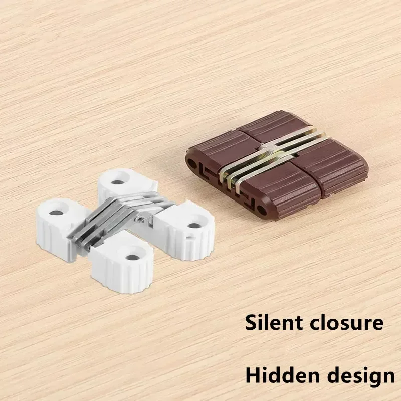 New 4Pcs Hidden-Hinges Plastic Iron Invisible Folding Door Cross Hinge Plastic Concealed Hinge Furniture Hardware Replacement