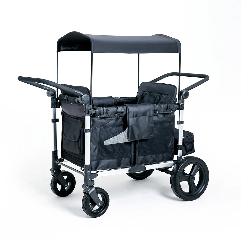 

Collapsible Wagon Stroller 2 Seater Folding Baby Cart Twins All Terrain Outdoor Fishing Garden Park Camping Groceries