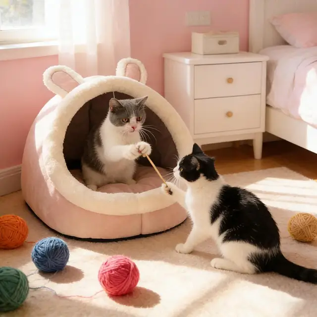 Deep Sleep Cat Bed Cartoon Pet Bed Foldable Removable Washable Pet Sleeping Bed for Small Dog Mat Bag Cave Cats Bed 3
