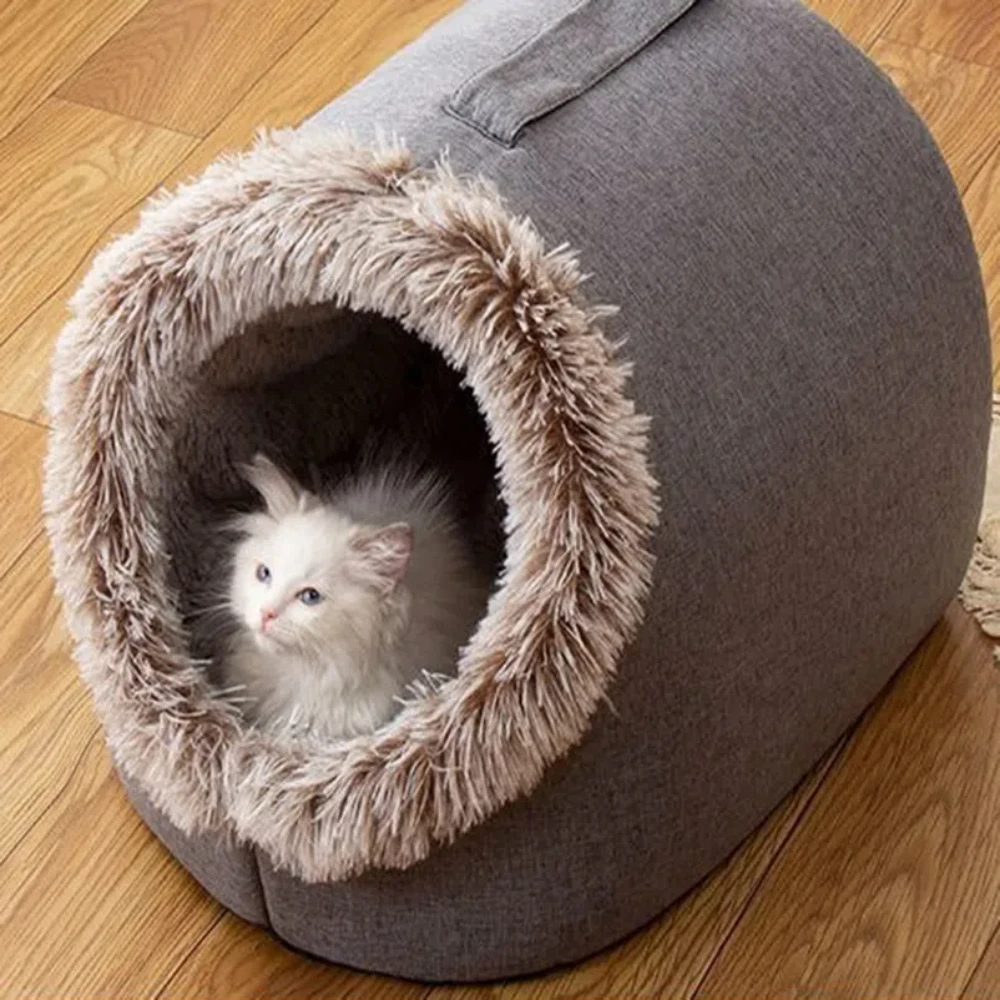 2024 New Comfort In Winter Cat Bed Iittle Mat Basket Small Dog House Products Pets Tent Cozy Cave Nest Indoor
