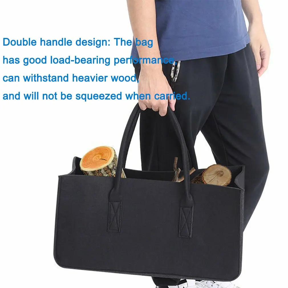 Borsa per la conservazione del fuoco in legno non tessuto resistente Borsa per la spesa con apertura a doppia maniglia in feltro Borsa per la conservazione del fuoco in legno in feltro_voghion.com