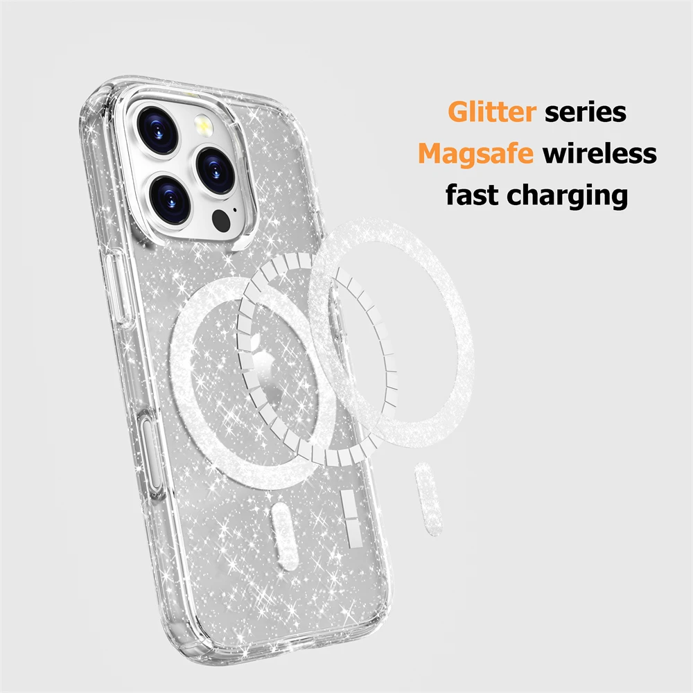 Glitter Candy Color Magnetic Phone Case with Clear Shiny Cover