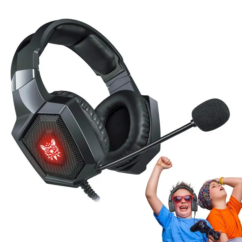 

Игровые наушники RGB с шумоподавлением, проводная гарнитура, игровая гарнитура для сотового телефона, черные наушники, модные наушники