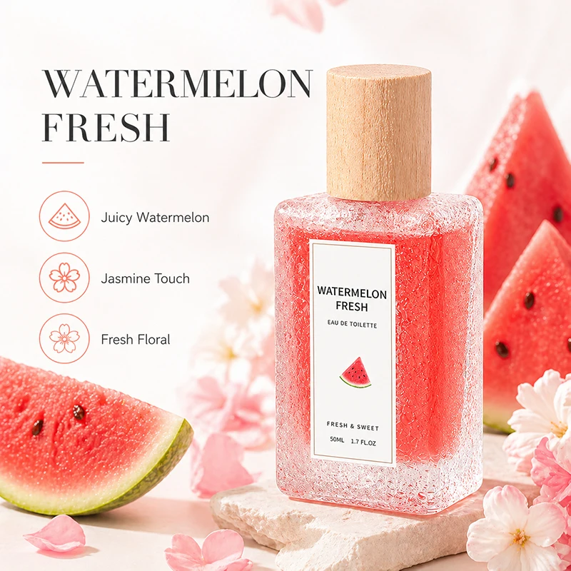 2Pcs Fruity Eau de Toilette for Women, Peach Blossom & Watermelon Fresh Perfume Spray, Sweet Floral Body Fragrance Gift Set, view 3