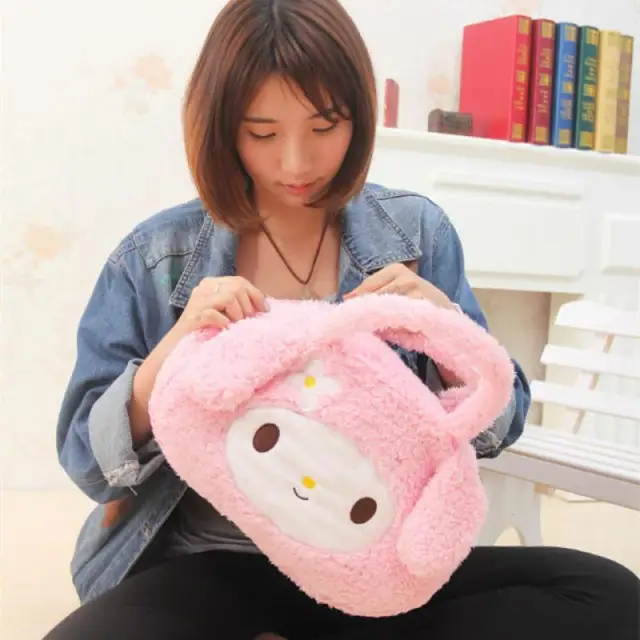 Cute Cartoon Kawaii Kuromi Kuromi Cinnamorol Kitty Cat Big eared Dog Plush Single Shoulder bag Large Capacity Satchel Girl's bag 4