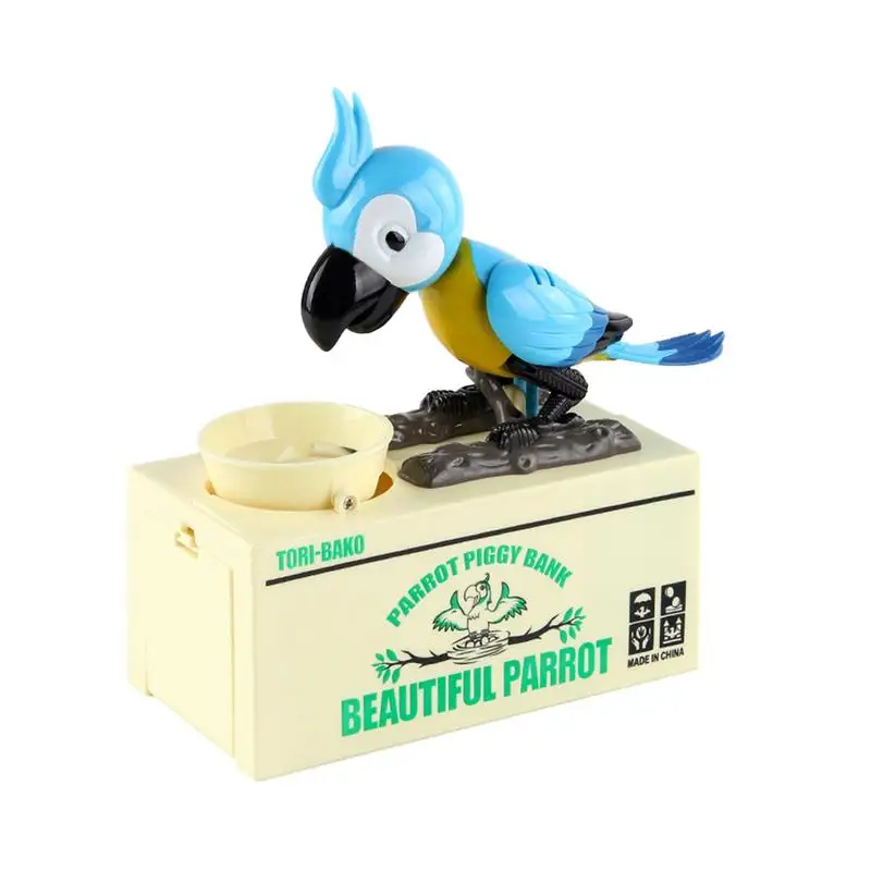 

Cute Parrot Piggy Bank Hungry Eating Parrot Puggy Bank Coin Munching Toy Money Saving Box Ideal Birthday Gift For Kids Children