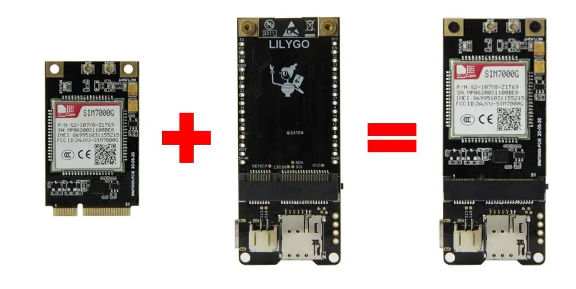 ® TTGO T-PCIE ESP32 SIM Series Module WIFI Bluetooth Nano Card Composable ESP32-