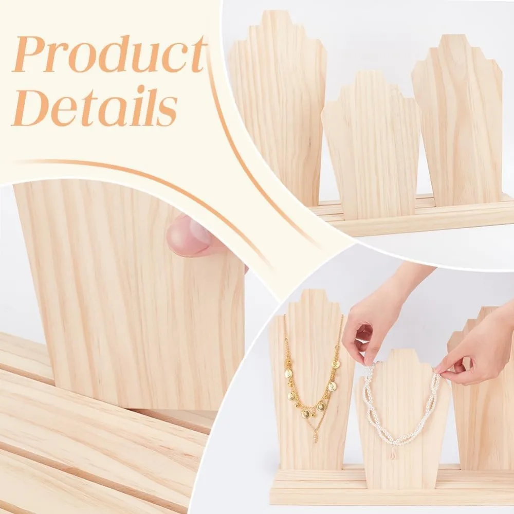 Removable Displays Wood Plank Necklace Storage Holder Bust Easel for Necklaces Rings Storage Blanched Almond jewelry box