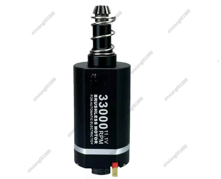 Moteur brushless haute performance 1/10 RC, vue éclatée avec stator et rotor visibles.