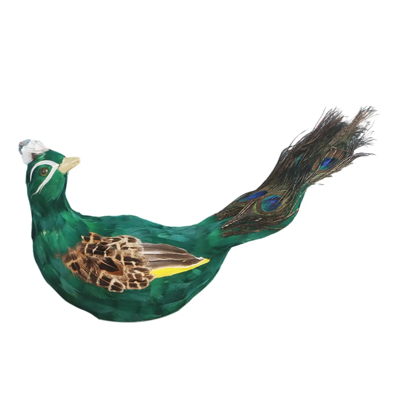 Artificial Peacock Ornament Figurine Long Tail Simulation Peacock Decoration for Home Festivals Living Room Fireplace Holiday