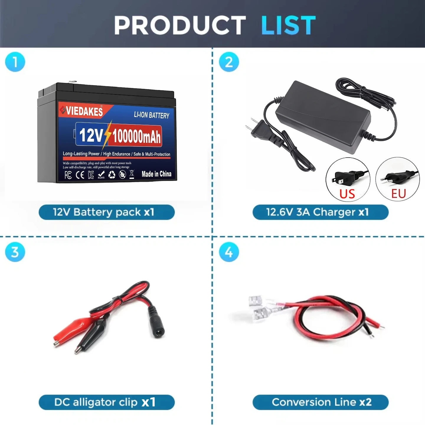 Low Self-Discharge 12v lifepo4 battery 100Ah - Rechargeable Power for RV Solar S