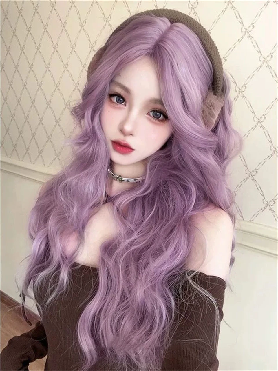 Purple Synthetic Curly Wig for Women 30 Inch