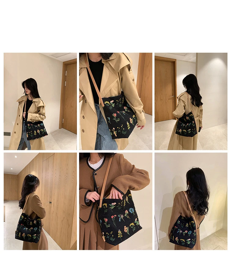 2022 New Arrival Spring All Things Grow Tote Bag Women'S Canvas Crossbody Shopping Bag Large-Capacity Shoulder Messenger Bag