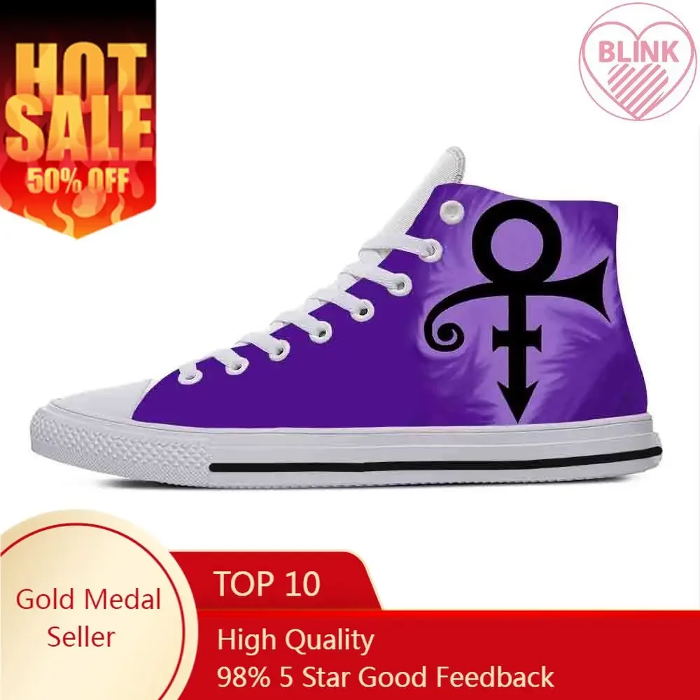 

Rain Symbol Rock Music Singer Purple Prince Funny Casual Cloth Shoes High Top Comfortable Breathable 3D Print Men Women Sneakers