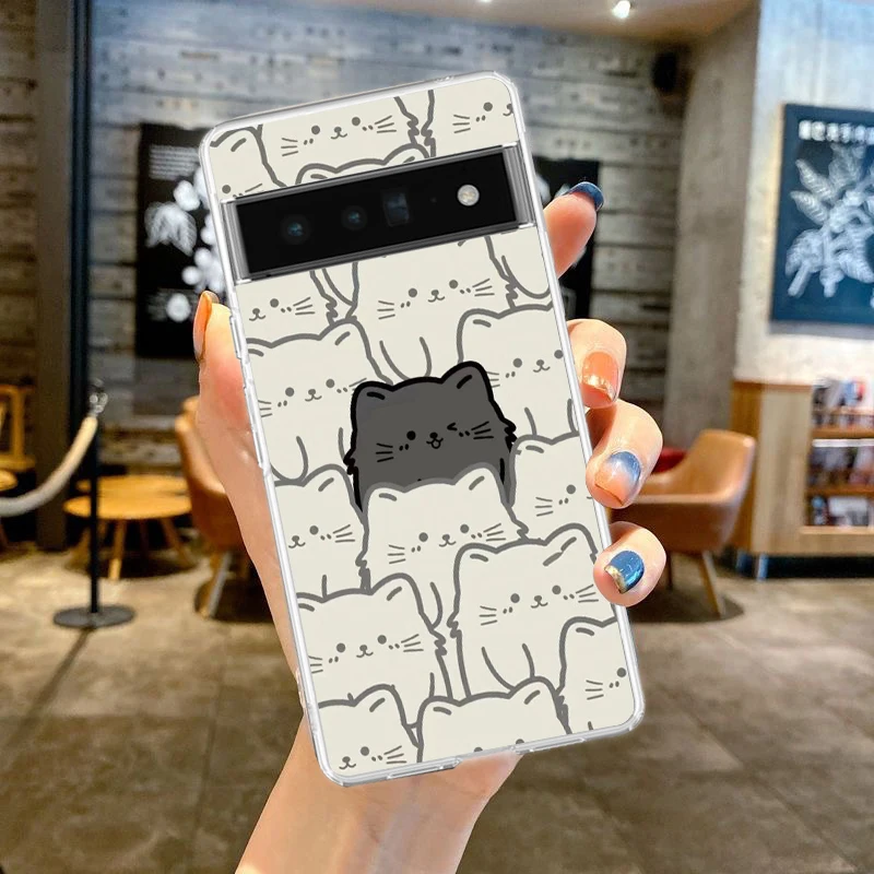 Adorable Cartoon Black Cat Soft Silicone Clear Phone Case