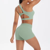 Yoga Suit Sports Set Gym Sports Crop Tops Solid Color Nylon Yoga Bra Running Cycling Sports Gym Workout Yoga Shorts - Image 6