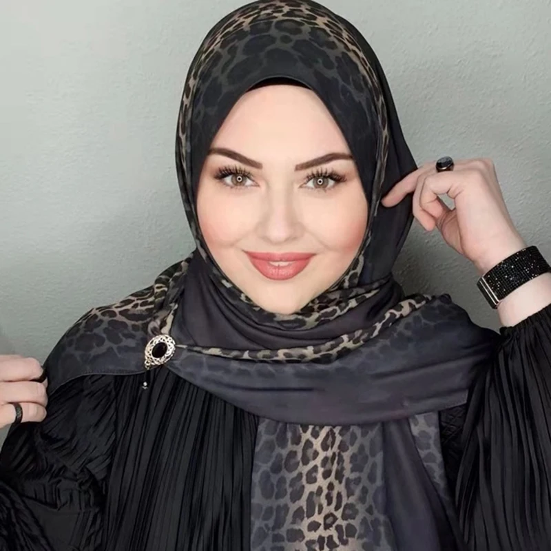 MOTIVE FORCE 이슬람 표범 mousseline 스카프 hijab abaya 라마단 femme musulman foulard hijabs for woman voile musulman 저지