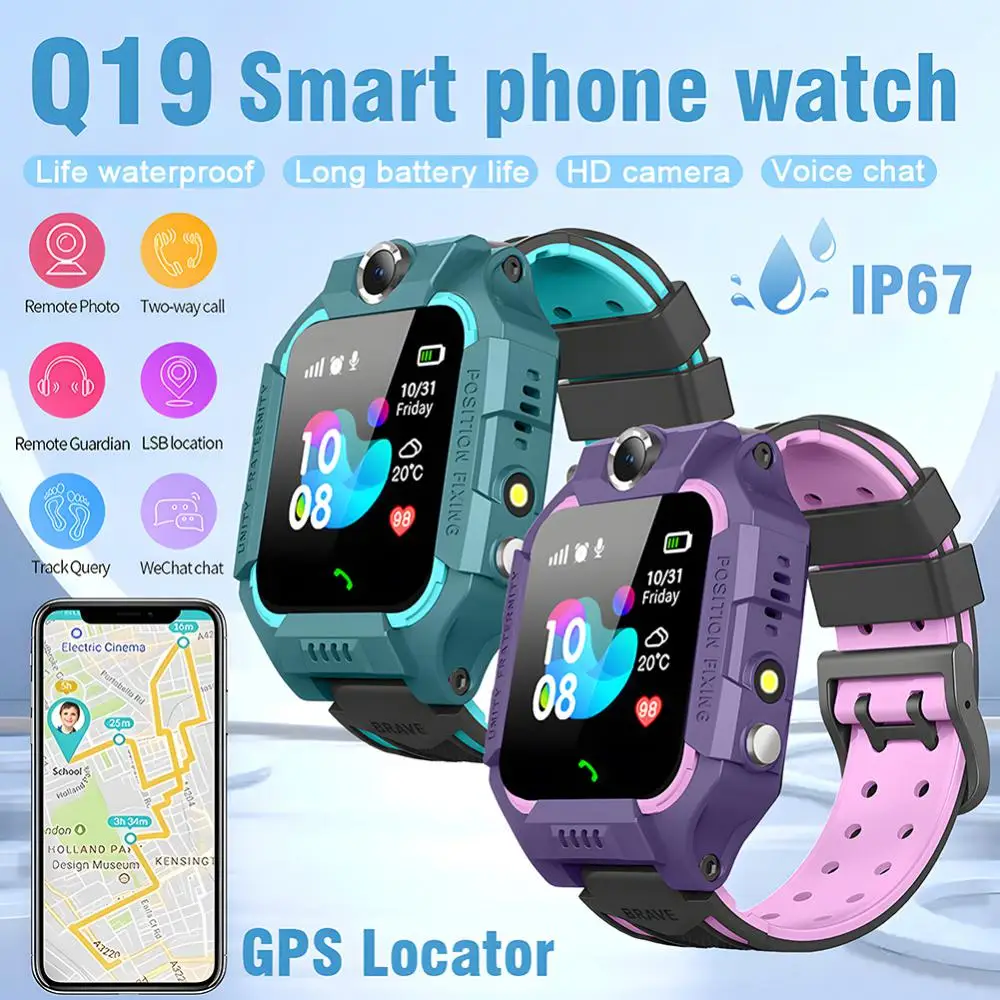어린이 스마트 워치 GPS 영상 통화 SOS IP67 방수 어린이 스마트 워치, 카메라 모니터 위치 추적기, 소년 소녀용 시계