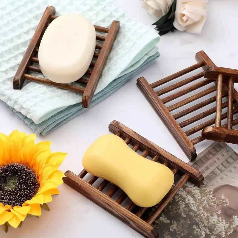 Soap Saver Bamboo Wood Soap Dish Tray Wooden Hand Craft Case for Shower Rectangular Bathtub Shower