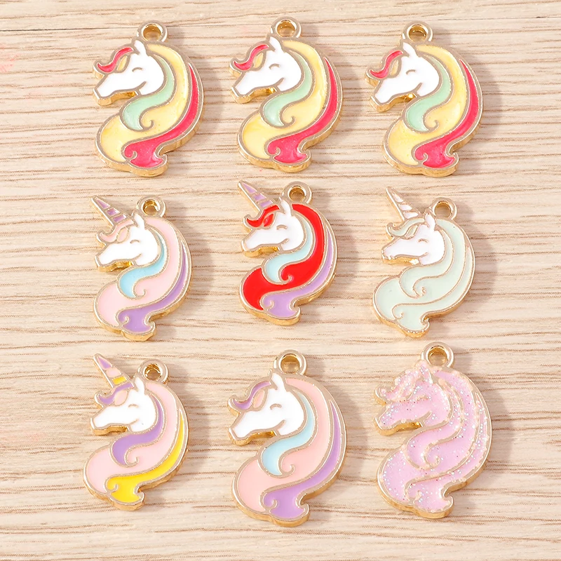 Tusember Charms Niedliche Cartoon-Pferd-Einhorn-Anhänger für Schmuckherstellung, Ohrringe, Halsketten, DIY-Bastelbedarf