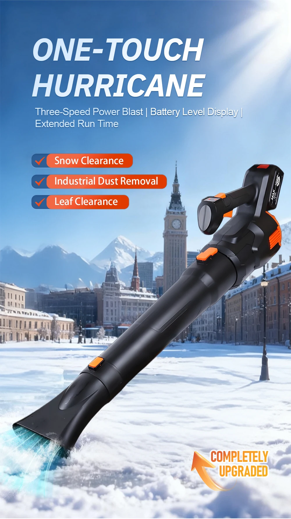 21V Electric Lithium-Ion Leaf Blower Cordless Blower Driveway Turbo Blower Porta