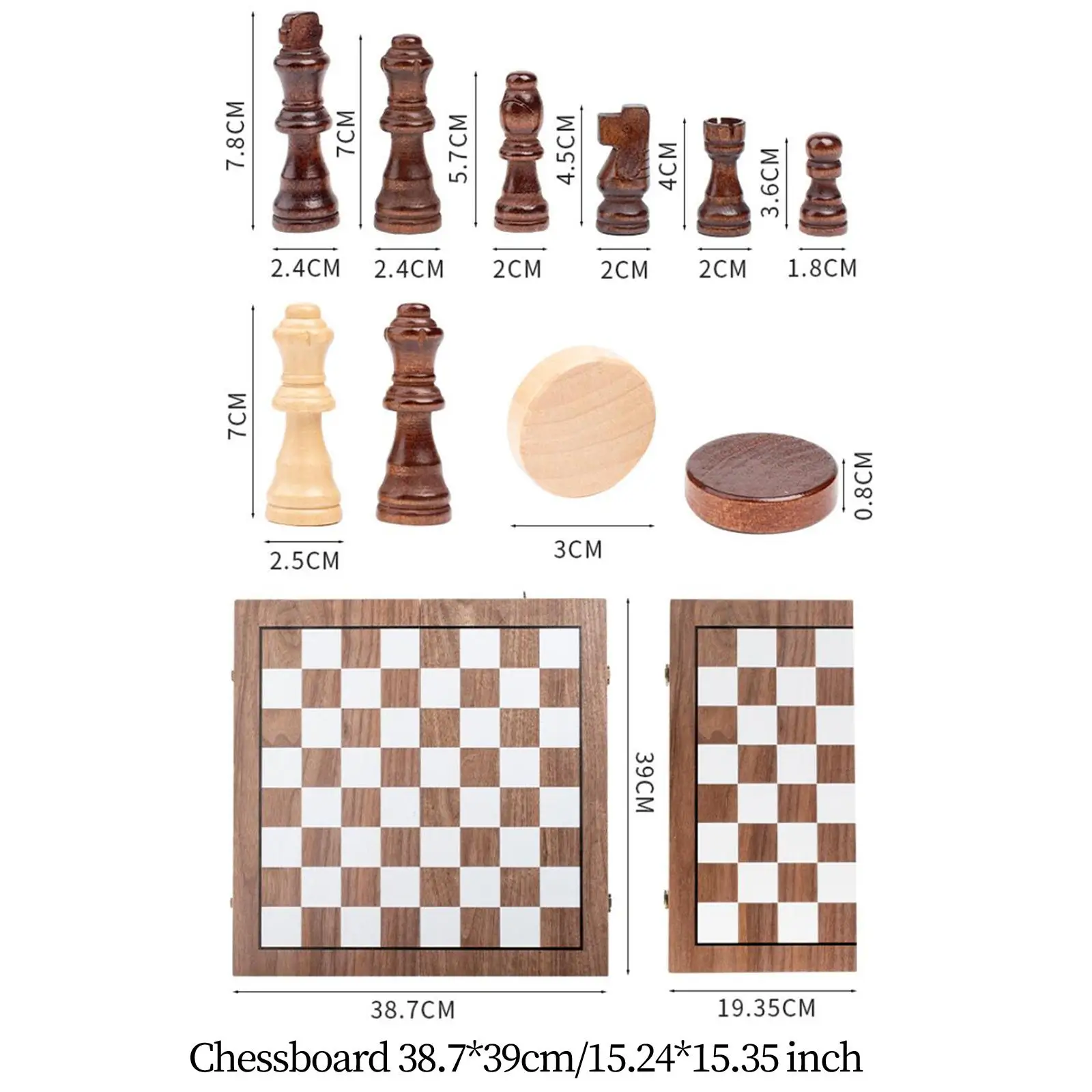 Chess Set Christmas Gift Folding Chess Board Wooden Chess Board Game Educational Games for Boys Girls Kids Adults Teen Beginner