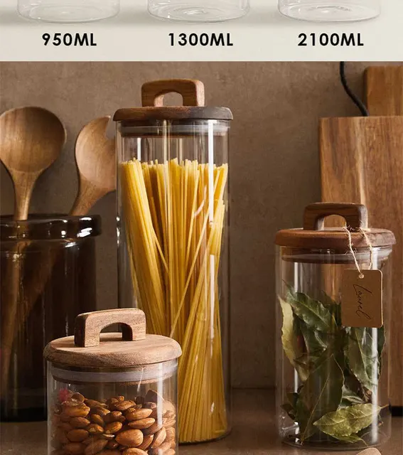 Glass Container with Acacia Lid Large – Be Home