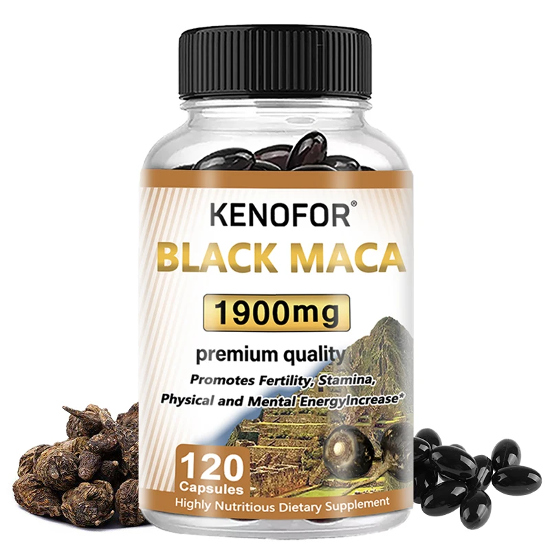 Black Maca Root Capsules, 1900 Mg, Supports Muscle, Energy, Endurance and Mood