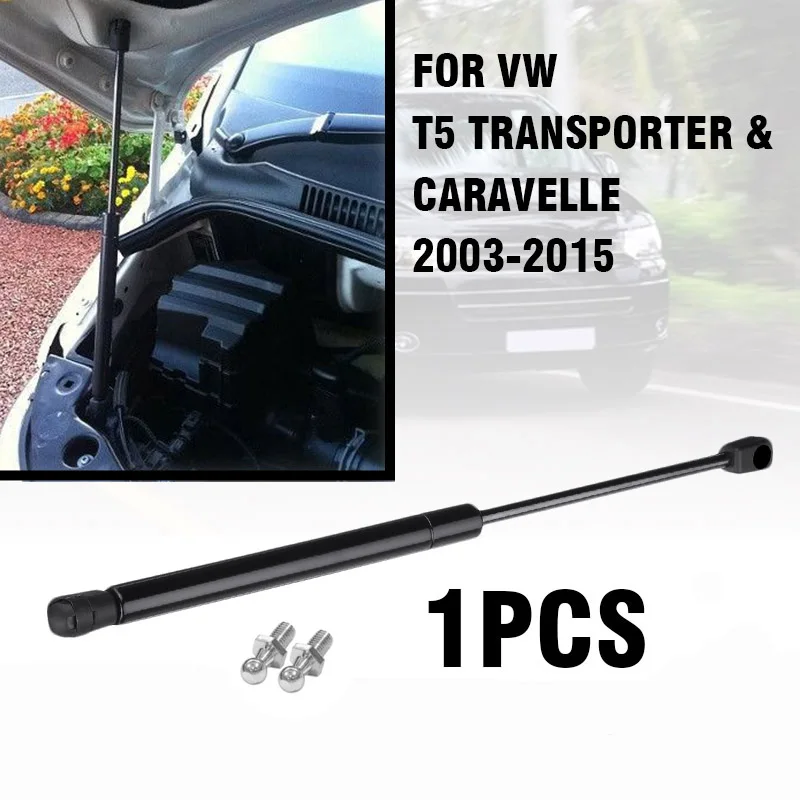 1pcs Car Front Bonnet Hood Support Gas Strut + 2 BALL PINS for VW T5 Transporter & Caravelle 2003-2015 7E0823359 gas strut fitting