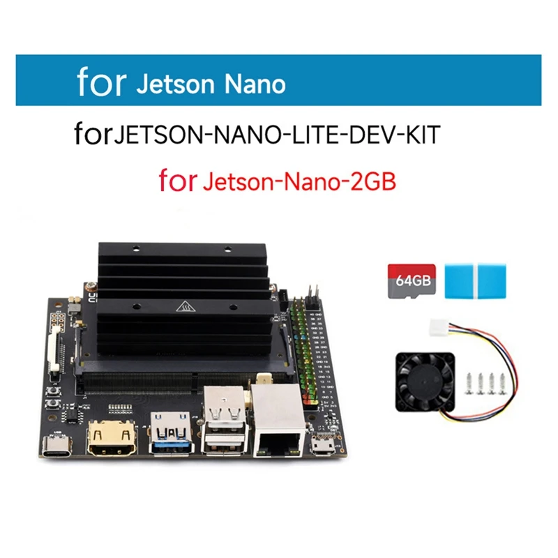 

New Version For Jetson Nano 4G+16G LITE-DEV AI Development Board +Jetsonnano Module+Heat Sink+Fan+64G SD Card+Card Reader